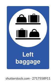 Left Baggage Icon with Stylized Suitcase Symbol for Airports, Stations, and Public Facilities with Explanation – High Quality Vectorial Stock Image