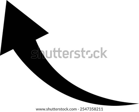 left black curve up arrow vector illustration