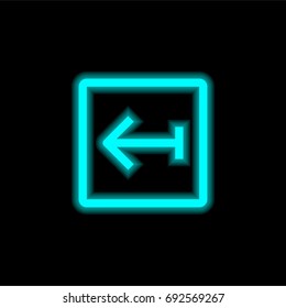Left blue glowing neon ui ux icon. Glowing sign logo vector