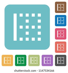 Left border white flat icons on color rounded square backgrounds