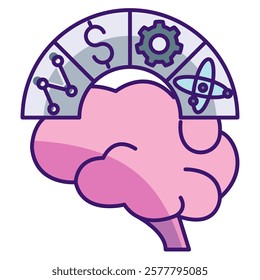 Left brain Icon - Lineal Color Style - Brain Theme