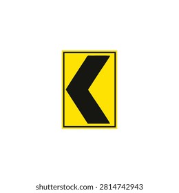 Left chevron alignment marker designed to guide drivers safely through sharp left curves. Suitable for highways, mountain roads, transportation graphics, and navigation systems.