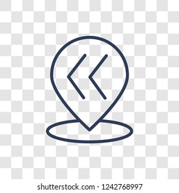 Left chevron icon. Trendy linear Left chevron logo concept on transparent background from Maps and Locations collection