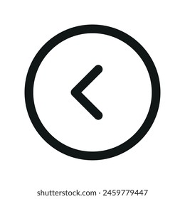 Icono de círculo izquierdo aislado, icono de Vector de contorno redondo de flecha izquierda con trazo editable