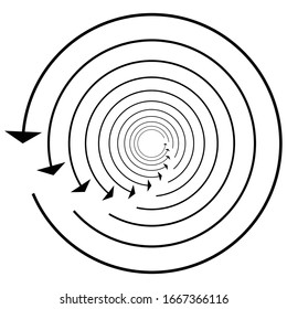 Left circular, circle arrow. Counter-clockwise rotate, twirl, twist or spin, vortex, whirlpool concept arrow. Radial pointer, cursor