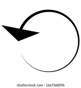 Left circular, circle arrow. Counter-clockwise rotate, twirl, twist or spin, vortex, whirlpool concept arrow. Radial pointer, cursor