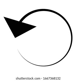 Left circular, circle arrow. Counter-clockwise rotate, twirl, twist or spin, vortex, whirlpool concept arrow. Radial pointer, cursor
