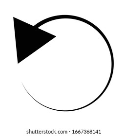 Left circular, circle arrow. Counter-clockwise rotate, twirl, twist or spin, vortex, whirlpool concept arrow. Radial pointer, cursor