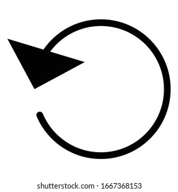 Left circular, circle arrow. Counter-clockwise rotate, twirl, twist or spin, vortex, whirlpool concept arrow. Radial pointer, cursor