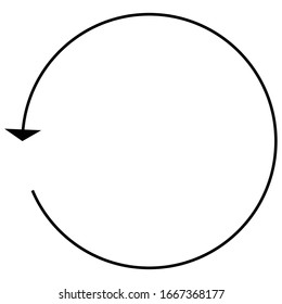 Left circular, circle arrow. Counter-clockwise rotate, twirl, twist or spin, vortex, whirlpool concept arrow. Radial pointer, cursor