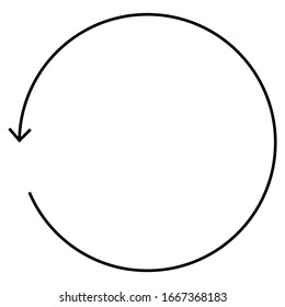 Left circular, circle arrow. Counter-clockwise rotate, twirl, twist or spin, vortex, whirlpool concept arrow. Radial pointer, cursor