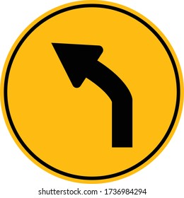 left curve ahead traffic on white background. flat style. left curve traffic sign.