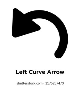 Left Curve Arrow icon vector isolated on white background, logo concept of Left Curve Arrow sign on transparent background, filled black symbol