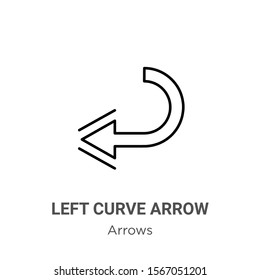 Left curve arrow outline vector icon. Thin line black left curve arrow icon, flat vector simple element illustration from editable arrows concept isolated on white background