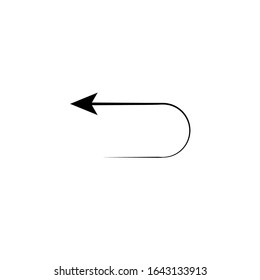 Left curve arrow outline vector icon. Thin line black left curve arrow icon, flat vector simple element illustration from editable arrows concept isolated on white background