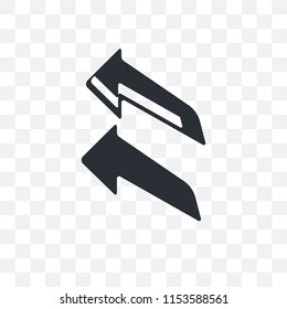 Left Curve Arrow vector icon isolated on transparent background, Left Curve Arrow logo concept