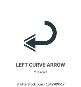 Left curve arrow vector icon on white background. Flat vector left curve arrow icon symbol sign from modern arrows collection for mobile concept and web apps design.