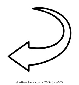 Left Curve Arrow Vector Line Icon Design