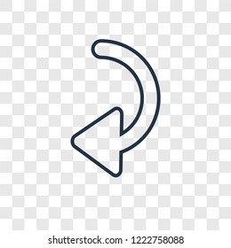 Left Curve concept vector linear icon isolated on transparent background, Left Curve concept transparency concept in outline style