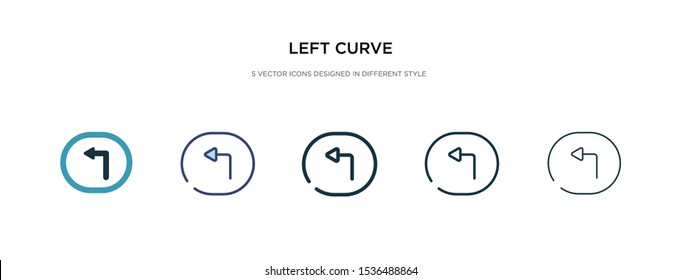 left curve icon in different style vector illustration. two colored and black left curve vector icons designed in filled, outline, line and stroke style can be used for web, mobile, ui
