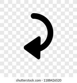 Left Curve vector icon isolated on transparent background, Left Curve transparency logo concept