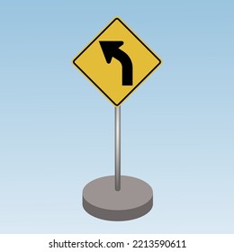 left curve warning sign ,vektor illustration