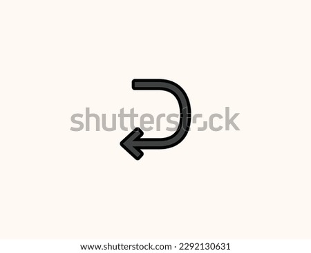 Left Curved Arrow vector icon. Isolated Email Reply flat emoji, emoticon symbol - Vector