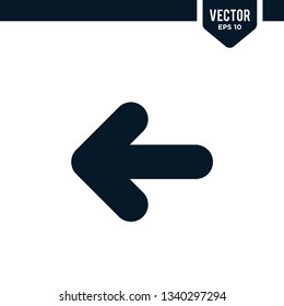 Left direction arrow icon collection in solid color or glyph style
