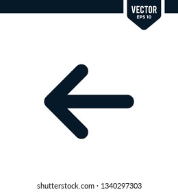 Left direction arrow icon collection in solid color or glyph style