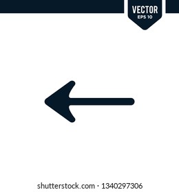 Left direction arrow icon collection in solid color or glyph style