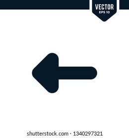 Left direction arrow icon collection in solid color or glyph style