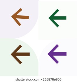 Left direction arrow icon design in 4 color for your website.