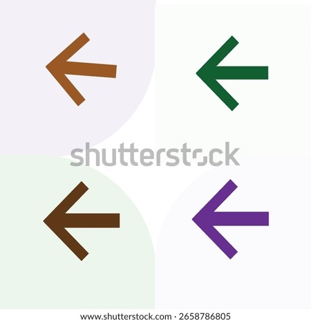 Left direction arrow icon design in 4 color for your website.