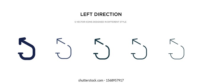 left direction icon in different style vector illustration. two colored and black left direction vector icons designed in filled, outline, line and stroke style can be used for web, mobile, ui
