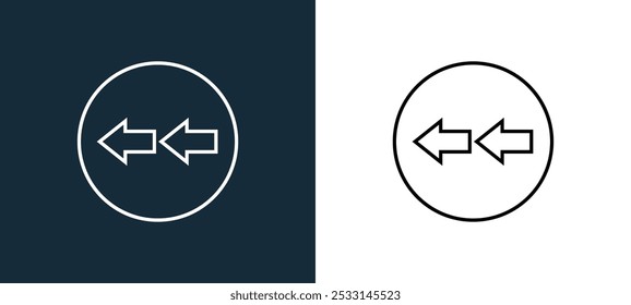 Icono de dirección izquierda aislado en colores blanco y negro Icono de Vector lineal de contorno de dirección izquierda de la colección de flecha para App móviles, Web y UI.