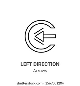 Left direction outline vector icon. Thin line black left direction icon, flat vector simple element illustration from editable arrows concept isolated on white background
