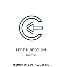 Left direction outline vector icon. Thin line black left direction icon, flat vector simple element illustration from editable arrows concept isolated on white background