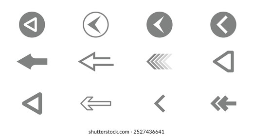 Left directional solid gray swipe arrow symbol. Vector illustration of arrow icons set. arrows on white background. EPS 10