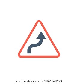 Doble plegado izquierdo Signo de carretera doblado derecho en forma plana sólida icono de glifo negro