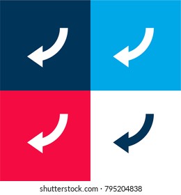 Left down arrow curve four color material and minimal icon logo set in red and blue