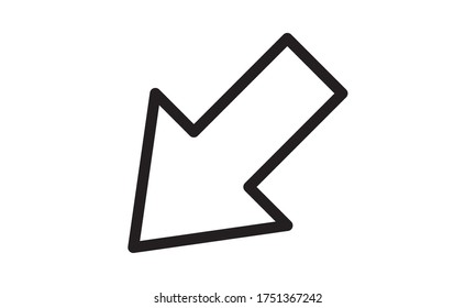 left down arrow icon flat style vector illustration.