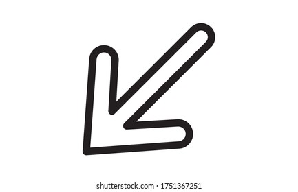 left down arrow icon flat style vector illustration.