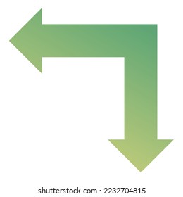Left and Down Way Arrow Icon Gradient