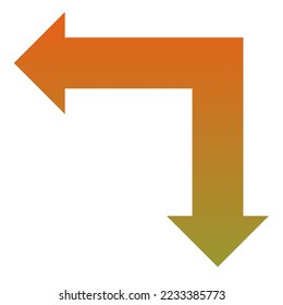 Gradiente de icono de flecha de dirección izquierda y baja