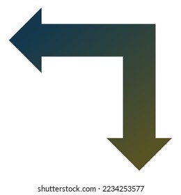 Left and Down Way Arrow Icon Gradient