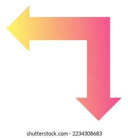 Gradiente de icono de flecha de dirección izquierda y baja
