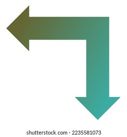 Left and Down Way Arrow Icon Gradient