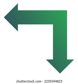 Left and Down Way Arrow Icon Gradient
