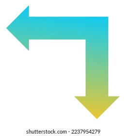 Left and Down Way Arrow Icon Gradient