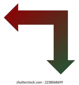 Gradiente de icono de flecha de dirección izquierda y baja